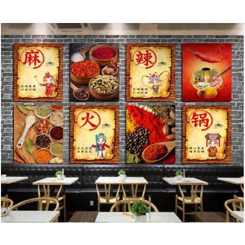 Custom photo 3d wallpaper Retro brick wall spicy hot pot restaurant background room 3d wall murals wallpaper for home decor