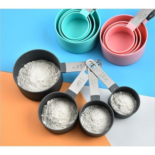 4Pcs/8pcs Multi Purpose Spoons Cup Measuring silicone Tools PP Baking Accessories Stainless Steel/Plastic Handle Kitchen Gadgets