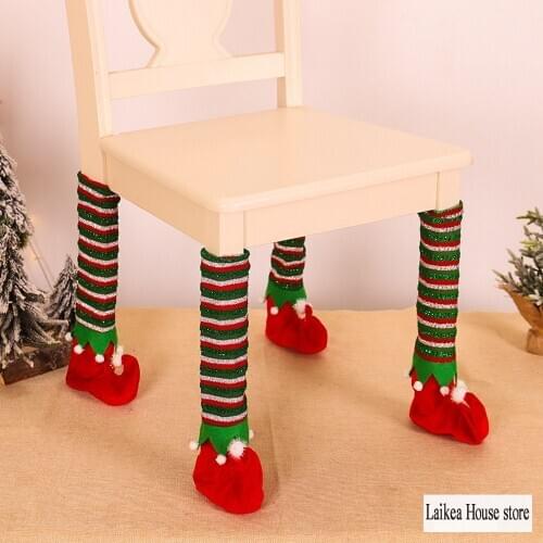 4PCS Table Chair Leg Cap Pad Furniture Tables Feet Cover Floor Protector Non-slip Chairs Foot Covers Christmas Decorations