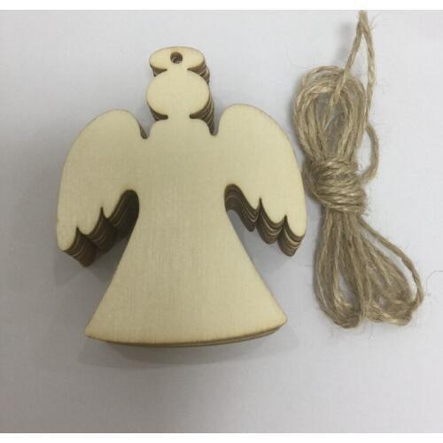 50pcs hot angel with wings wood christmas tree ornaments hanging pendant craft decoration xmas gift