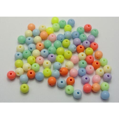 500 Mixed Pastel Color Acrylic Round Beads 6mm Smooth Ball Spacer