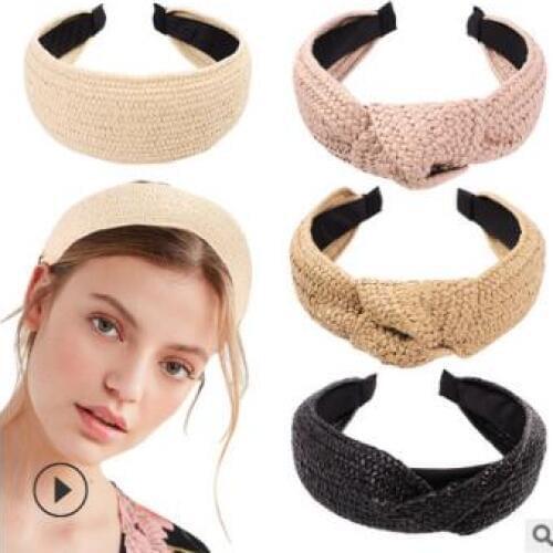 60pcs/lot DIY Simple Multi Straw Braid Widen Headbands Mix Styles Cross Tie A Knot Hair Band Styling Tools Accessories HA701