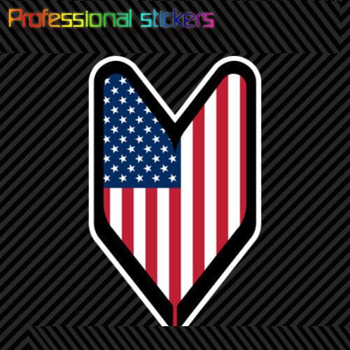 American USDM Driver Badge Sticker Die Cut Decal Wakaba Leaf Soshinoya Usa Stickers for Motos, Cars, Laptops, Phone