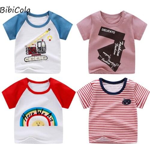 Bibcola Summer Baby Boys Girls Clothes Children Cotton Cartoon T-Shirt New Fashion Casual Costume Kids Clothing Tops