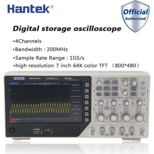 Hantek DSO4204C Digital Storage Oscilloscope 4 Channels 200Mhz 1GS/s sample rate PC USB TFT Portable Auto Function Osciloscopio