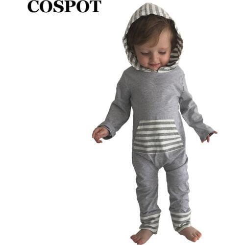 COSPOT Kids Autumn Harem Rompers With Hooded Boys Cotton Striped Jumpsuits Newborn Fashion Jumper 2021 New Arrival Free Ship 25