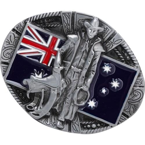 Men Dress Belt Buckle Western Alloy Knight Australian Flag Pants Accessories