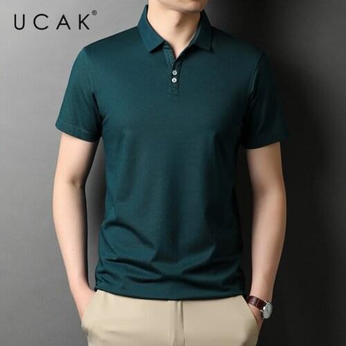 UCAK Brand Classic Turn-down Collar Cotton T Shirt Men Clothes Summer New Fashion Tops Streetwear Casual Soft Tshirt Homme U5470