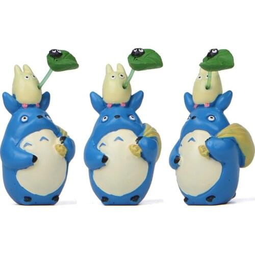 Ghibli Anime Totoro Overhead Lotus leaf leaves Figures Desk Ornaments Miyazaki Hayao Model Toys Fairy Garden Miniatures Decor