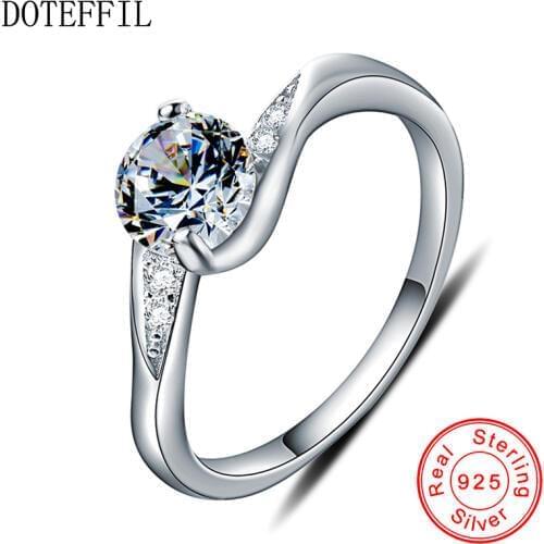 Hot sale Fashion Luxury Women Engagement Jewelry 925 sterling Silver 5A ZC Crystal Zircon Female Wedding Finger Round Rings