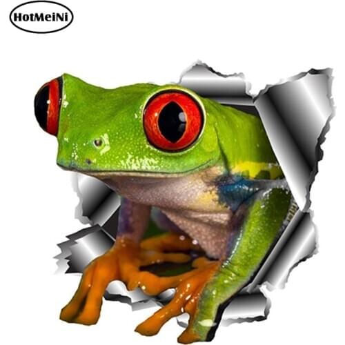 HotMeiNi 13cm x 12.3cm 3D Frog Car Stickers Torn Metal Car Hood Decal Reflective Sticker Funny Animal Car Styling Accessories