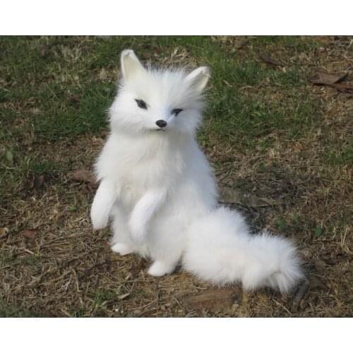 White fox model 15x12cm jump gaze afar fox toy,polyethylene resin handicraft, home decoration gift a1859