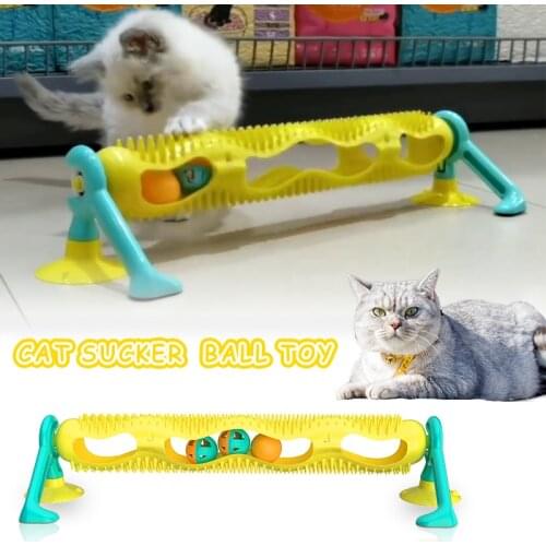 Cat Toys Interactive Track Ball Toy catnip Balls Glass Window Suction Cup Massage Plastic Sucker funny cat Game Intelligence Toy
