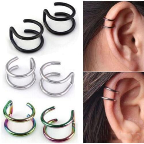 Jisensp Korean Style 1 Piece Punk Ear Clip Cuff Wrap Earrings No Piercing-Clip Hollow Adjustable Earring Fashion Jewelry Gift
