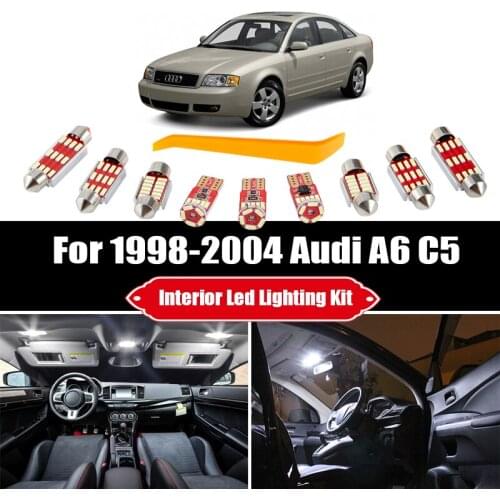 21 Bulbs White Canbus LED Interior Map Dome Light Kit Fit For 1998-2002 2003 2004 Audi A6 C5 Reading Door Trunk Lamp No Error