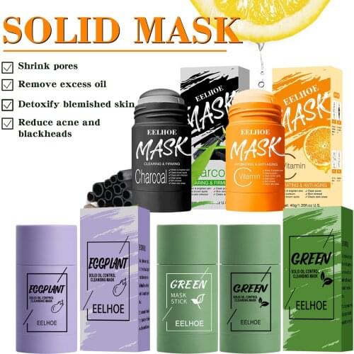 HOT Green Tea Mask Purifying Clay Stick Mask Oil Control Anti-Acne Eggplant Facial Care Mask