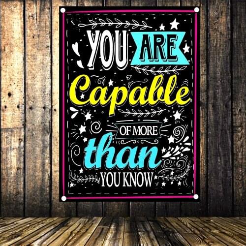 Motivational Wall Art Flags & Banners, Success Wall Art Inspired by Famous Historical Leaders and Thinkers for School and Office