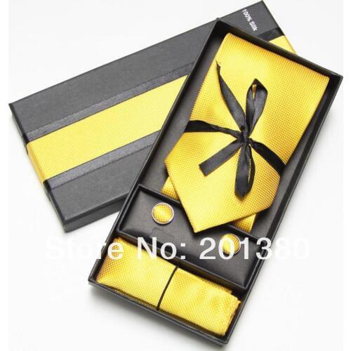 2019 mens tie and handkerchief set fashion men ties sets cufflinks pocket square in box necktie packaging