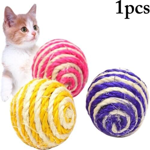 Cat Ball Toy Cats Sisal Ball Cat Rope Ball Kitten Interactive Cat Toys Ball Pet Supplies Play Chewing Scratch Training Toy