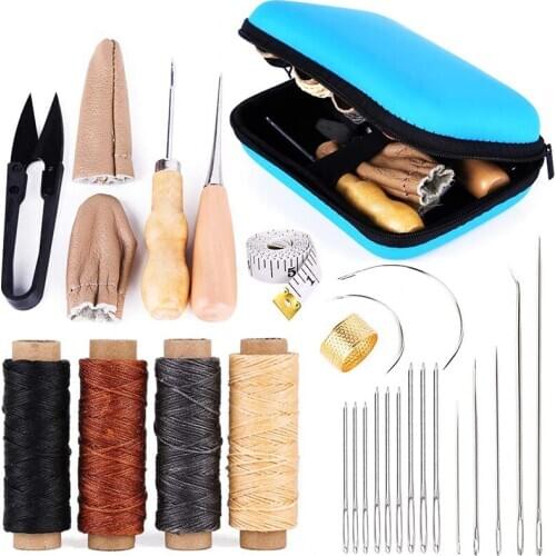 LMDZ Leather Sewing Kit, Leather Working Kit with Large-Eye Stitching Needles, Waxed Thread, Leather Sewing for Leather DIY