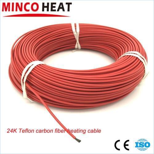 15m 24K Fluoropolymer Jacket Carbon Fiber Heating Cable Hotline Wire Floor Heating Wire 17 Ohm/m