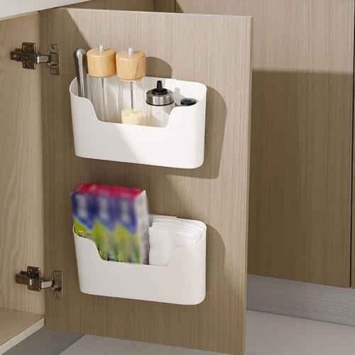 Kitchen Cabinet Door Storage Box Wall Mounted Storage Boxes Sundries Remote Control Organizer Phone Holder Adhesive Storage Rack