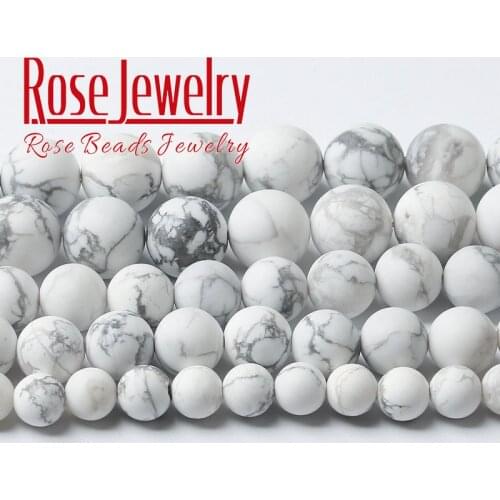 Natural White Howlite Turquoises Beads Dull Polish Matte Round Loose Stone Beads For Jewelry Making DIY Bracelets 4mm-12mm 15"