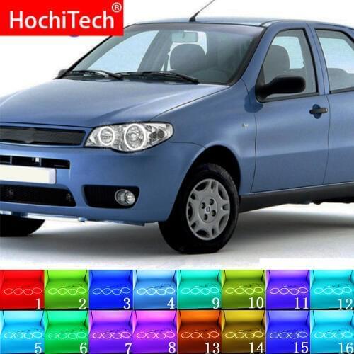 Latest Headlight Multi-color RGB LED Angel Eyes Halo Ring Eye DRL RF Remote For FIAT PALIO 2004 2005 2006 Control Accessories