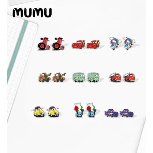 2021 New Disney Cars Stud Earring Funny Epoxy Jewelry Resin Acrylic Earrings Handmade Gifts Fans