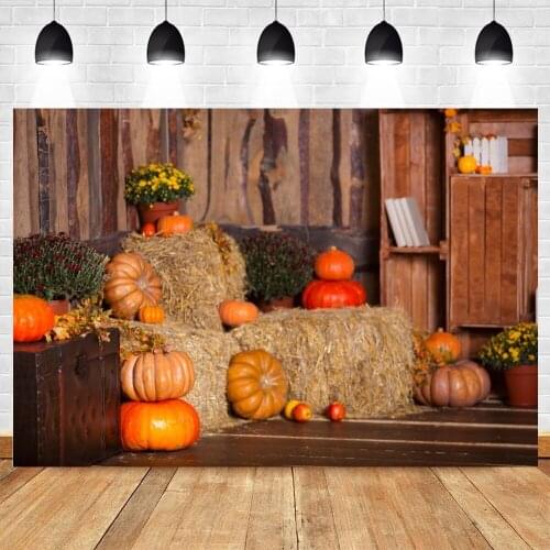 Autumn Farm Barn Pumpkin Hay Room Backdrop Photography Vinyl Photographic Background Photophone Photo Studio Photozone Banner