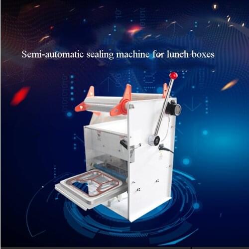 Semi-automatic Lunch box sealing machine aluminum foil lock fresh box packing machine five grid box PP plastic boxes sealer