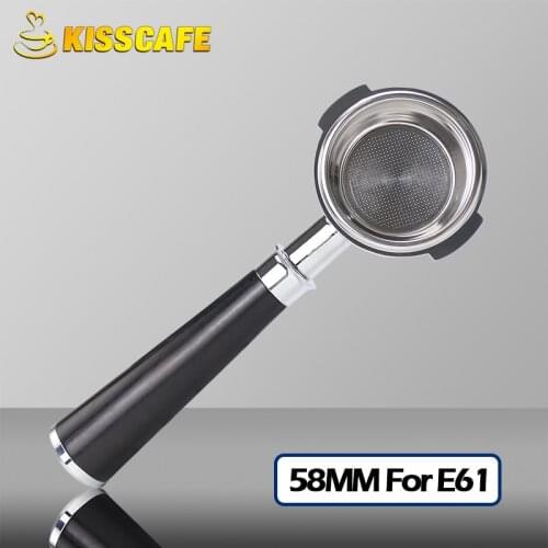58.5MM Coffee Machine E61 Bottomless Filter Holder Portafilter Wooden Handle Espresso Professional Accessory