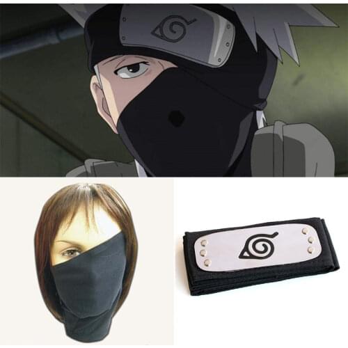 Anime Cosplay Headband And Mask, Leaf Village Metal Plated Headband And Kakashi Cosplay Mask Veil