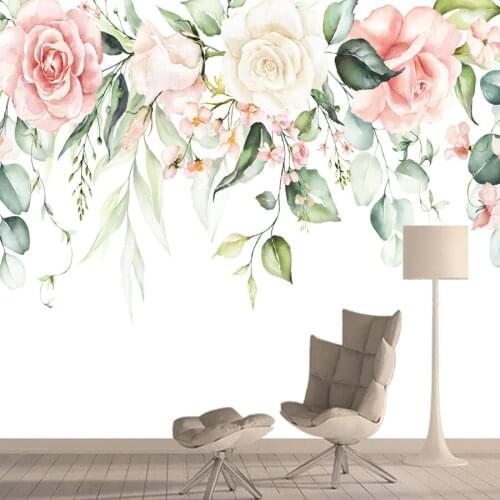 Retro Pink Rose Wallpapers Wall Paper Home Decoration for Living Room Background Green Nature Murals Walls Self Adhesive Roll 3d