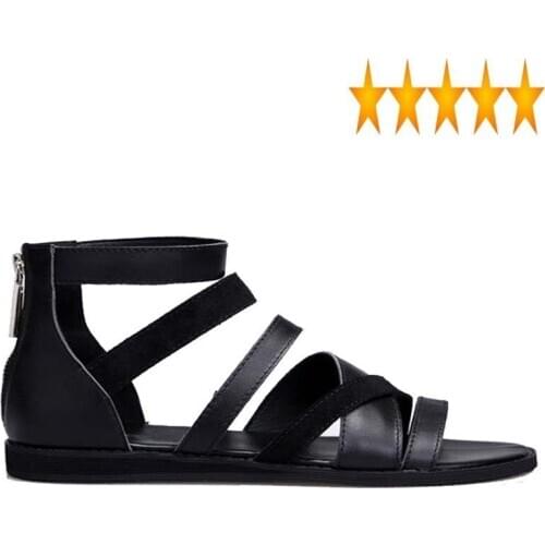 Summer Shoes 2021 British Men High Top 100% Real Leather Casual Breathable Beach Gladiator Sandals Open Toe Sandalias Hombre