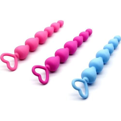 Heart Beads Anal plugs Bullet Masturbation silicone lesbian G spot Stimulation gay ring Butt plug Adult Sex Toys For Women games