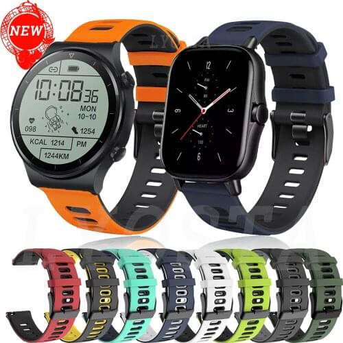 20mm/22mm Silicone Watchband For Amazfit GTS/2e/GTS2 Mini/GTR 42 47mm/GTR2/2e/Stratos 2/3 Sport Watch Bracelet Amazfit Bip Strap