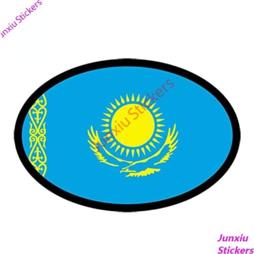 Car Styling KAZAKHSTAN Flag Oval CAR STICKER Bumper Decal Helmet Laptop Waterproof Windows Accessories Exterior Decor PVC13x9cm