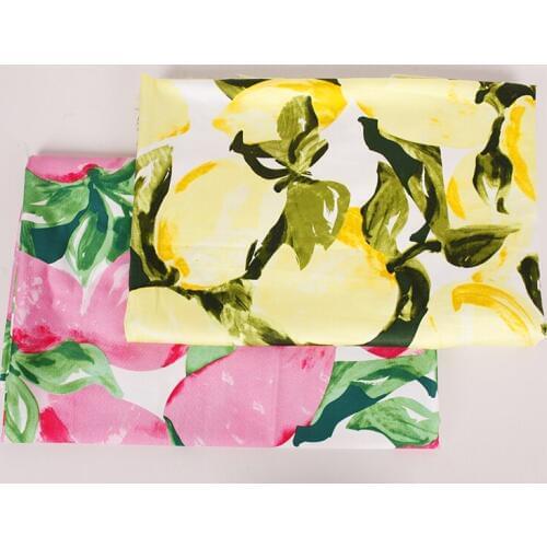 PINK and yellow Peach pattern fabric Retro style fabric Calico Printed cotton fabric for DIY Bag 1 order=50cm*140cm