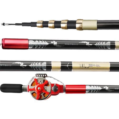 4.5m-9m Hollow Fishing Pole Ultra-light and Hard Hand Rod Stream Olta Vara De Pesca Position Cane and Reel Set Fishing Equipment