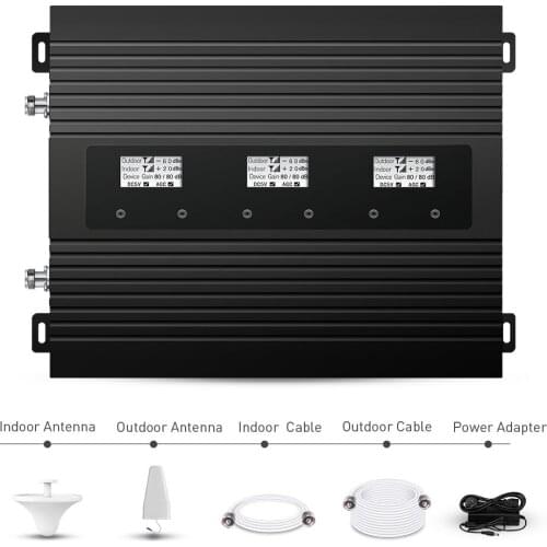 High Power 2G 4G Amplifier Cell signal booster LCD 800/900/2600MHz Tri Band Cell Signal repeater for 2G 4G calling and date