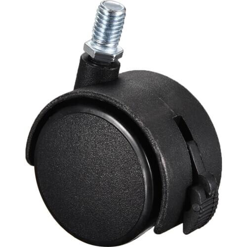 Uxcell Furniture Casters 2 Inch Nylon M10 x 15mm Threaded Stem Swivel Caster Wheels w Brake, 38lb Capacity Each Wheel