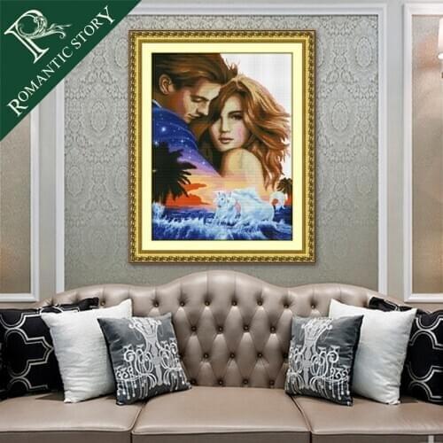 Romantic Story Young Boys and Girls Love Each Other Painting Cross Stitch Handmade Needlework DMC Cross-Stitch Embroidery Kits