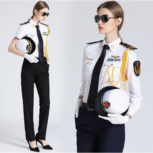 Seawomans Security Uniform Shirt + Accessories Woman Captain Uniform Pilot Shirt Seawomans Shirt Short Long Sleeve Show Jacket