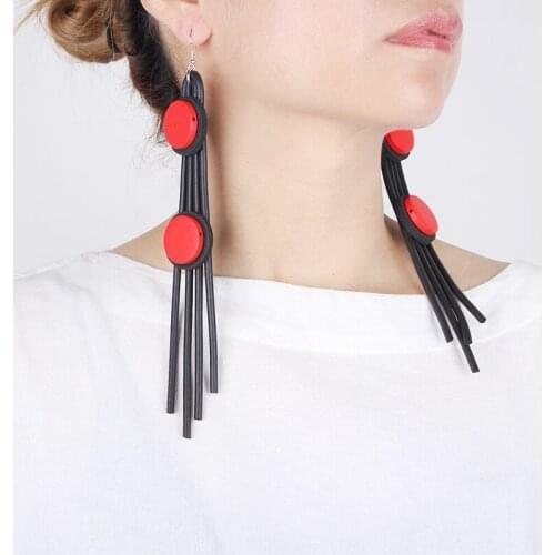 JID Handmade Goth Long Drop Earrings Unusual Red Pendant Black Tassel Earrings Charms Body Jewelry Decoration Mom Gift For Women