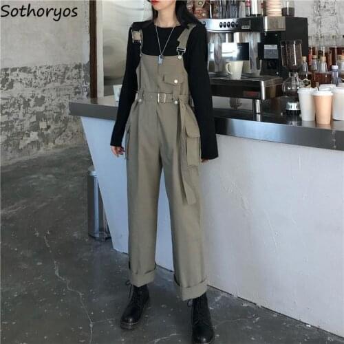 Women Jumpsuits Solid Fashionable Straight Casual All-match Harajuku Japanese Safari Style Hipsters High Street Chic Overalls