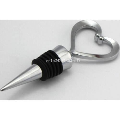 200pcs Heart Shaped Bottle Stopper Wedding Favors Red Wine Champagne Wine Pourer Stopper Zinc Alloy Home Bar Tools