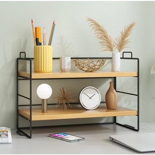 2021 2 Layer Metal Desktop Bookshelf Desk Organizer Book Magazine Stand Shelf Rack Bookcase Students Stationery Storage Holder