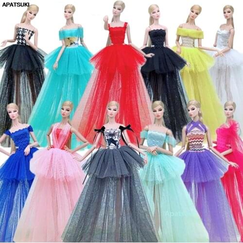 3pcs/lot Fashion Clothes For Barbie Doll Dress Costume Multi-layer Party Gown Outfits For 1/6 BJD Dolls Accessories Kids Toys