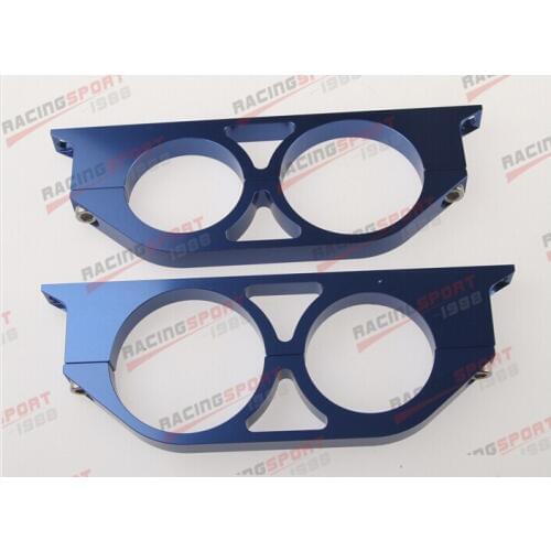 50mm&60mm ID Dual Double Billet Fuel Pump Filter Mounting Bracket Clamp Kit BLUE